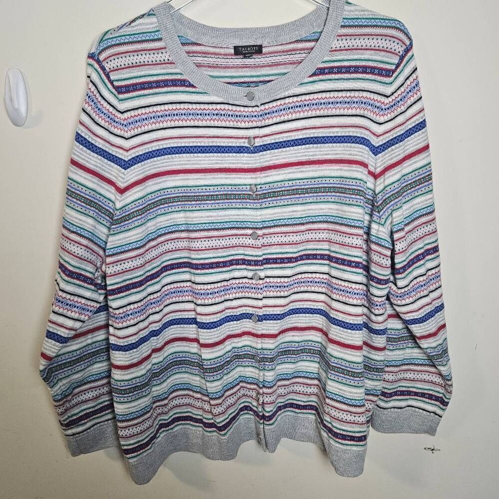 Talbots ZIG-ZAG FAIR ISLE CARDIGAN 3XL NWOT